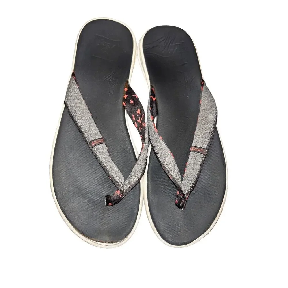Reef Black Flip Flops Pink Gray Strap‎ Casual Sandals Women’s Size 7 Casual